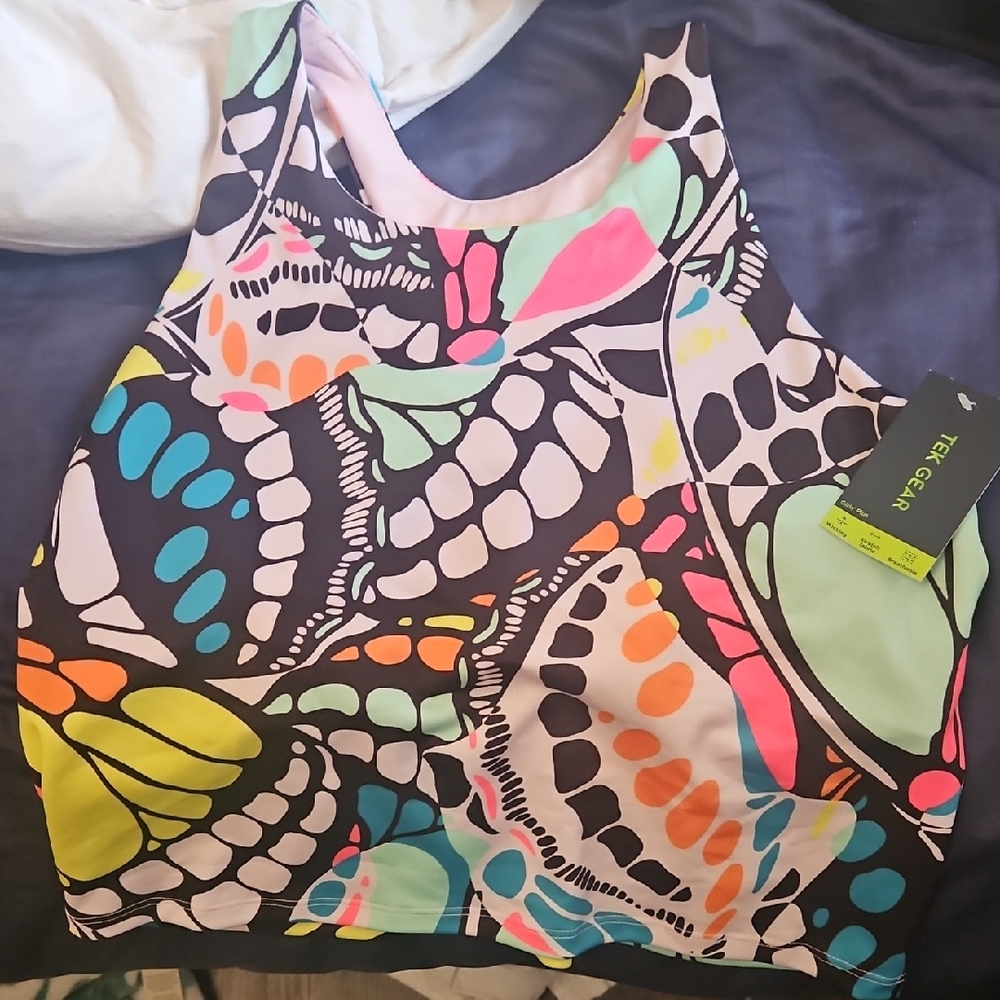 Tek Gear Multicolor Butterfly Print Kids Tank Top